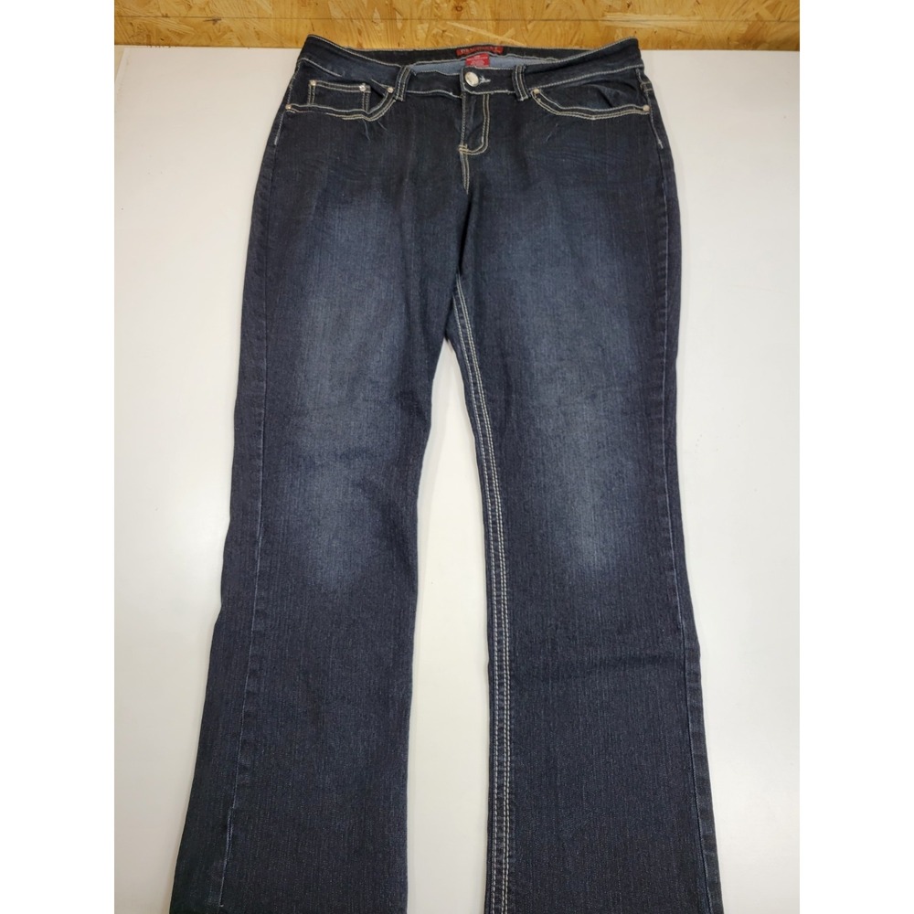 Red Rivet Jeans Womens 20W Dark Wash Stretch Straight Leg Rhinestone Embellished